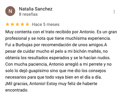 Reseña Peluquería Canina Burbujas