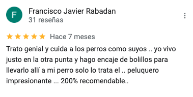 Valoraciones Peluqueria Canina Burbujas